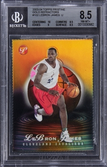 2003-04 Topps Pristine Gold Refractor #102 Lebron James Rookie Card (#50/99) - BGS NM-MT+ 8.5